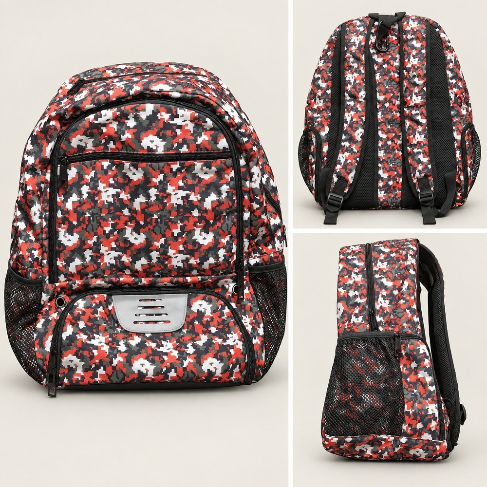 Zozea Digital Camo Backpack Red White Black Pixelated Tactical Sport Bag